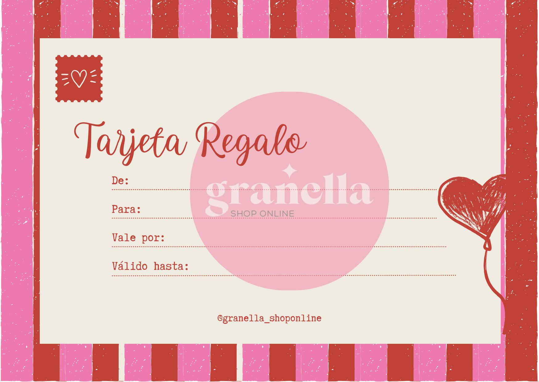 Certificado de Regalo Gift Card San Valentín Cottagecore Rojo