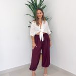 Pantalon Palma Bombacho Burdeos