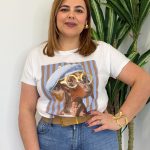 Camiseta Perro Rayas Celeste