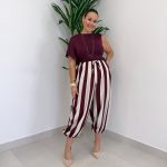 Pantalón Palma RAYAS Granate y Beige